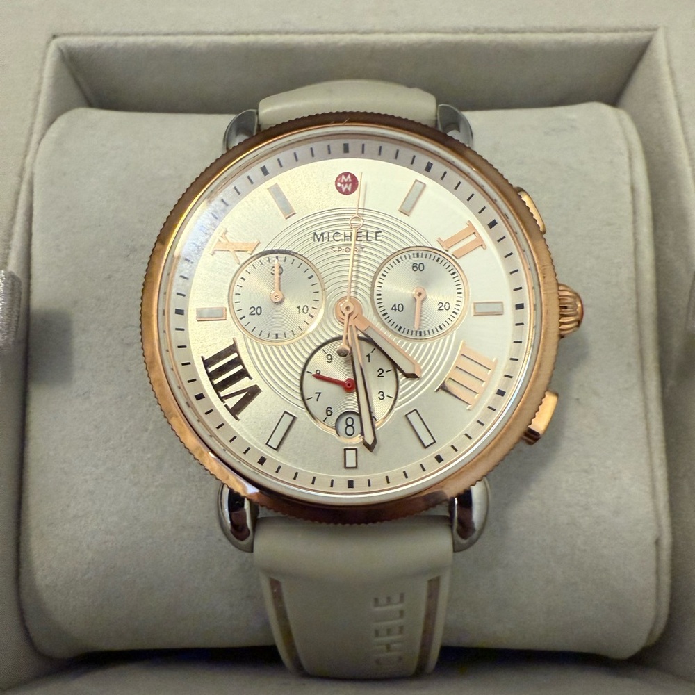 Michele Women's Watch with Pink and Silver Accents